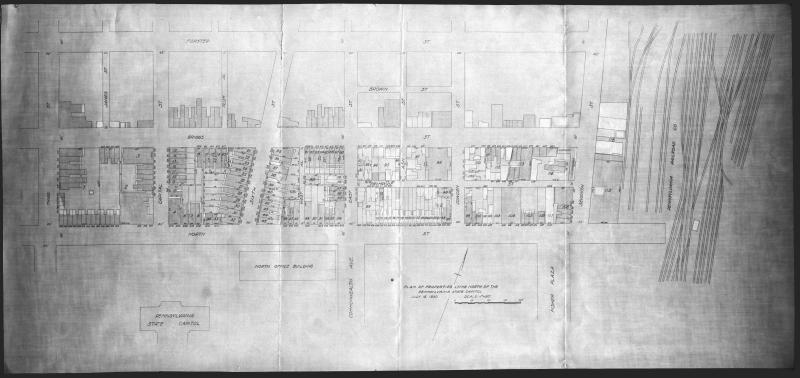 Plan of Properties Lying North of the Pennsylvania State Capitol, 1930-07-16