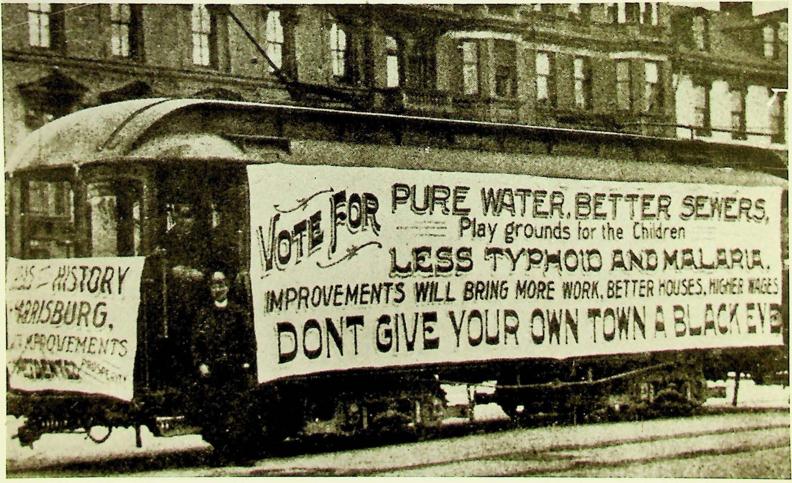 Trolley Car/Decorated with City Beautiful Signs